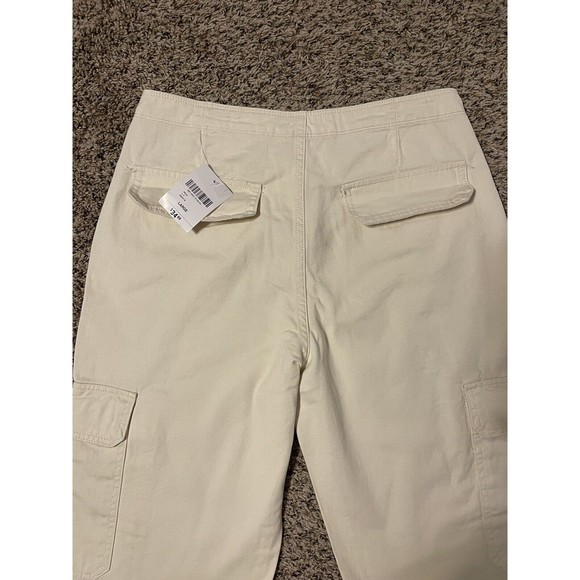 Forever 21 Cargo Jeans Women Large Relaxed Fit Straight Leg Pants Vanilla NEW - Picture 7 of 10